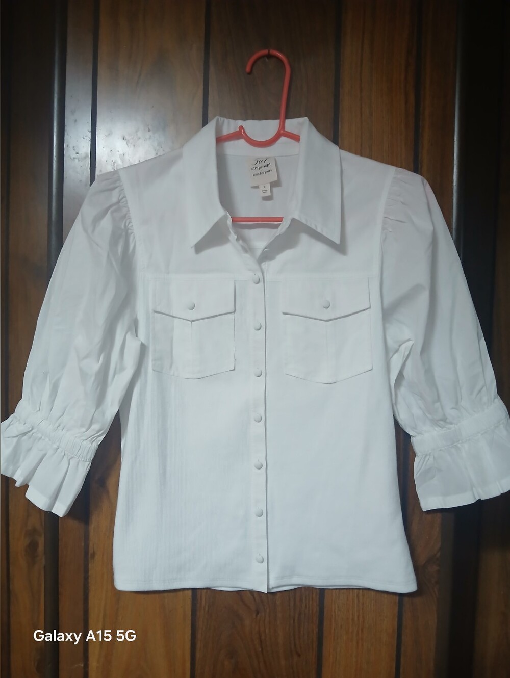 cinq a sept White Puff Sleeve Button-Front Shirt